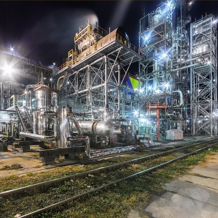 Chemical plant for production of ammonia and nitrogen fertilization on night time.